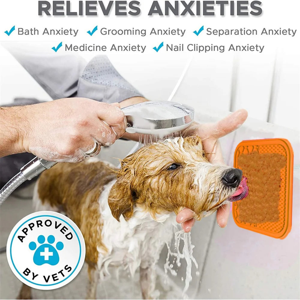Lick Mat for Dogs & Cats | Slow Feeder + Anxiety Relief | Suction Cup | 4-Zone Silicone | Vet Approved