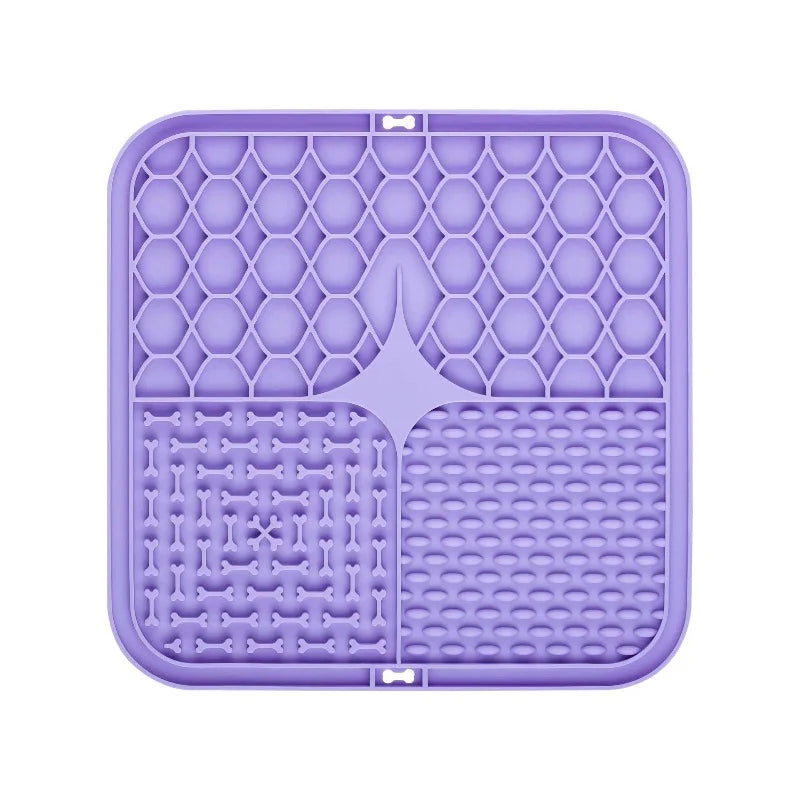 Lick Mat for Dogs & Cats | Slow Feeder + Anxiety Relief | Suction Cup | 4-Zone Silicone | Vet Approved