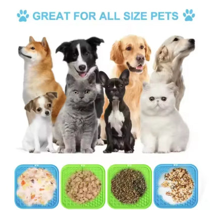 Lick Mat for Dogs & Cats | Slow Feeder + Anxiety Relief | Suction Cup | 4-Zone Silicone | Vet Approved