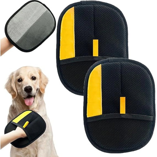 2-Pack Electrostatic Pet Hair Removal Gloves, Washable and Reusable for Dogs and Cats, Ideal for Furniture, Bedding, Clothing, Carpets, and Car Interiors