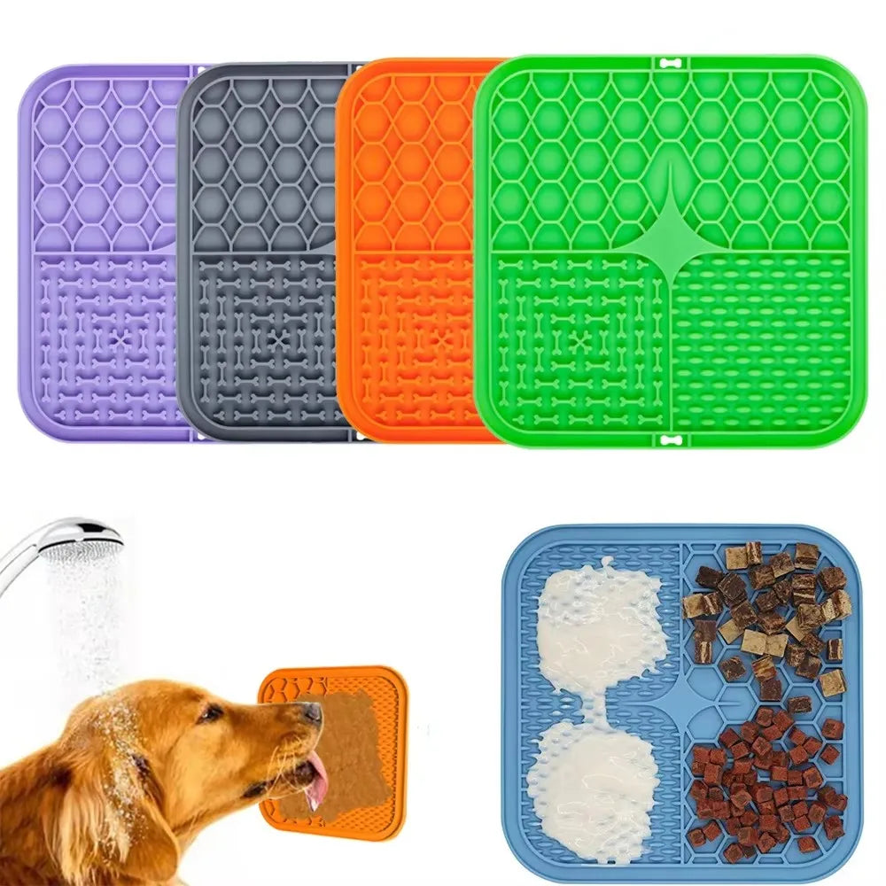 Lick Mat for Dogs & Cats | Slow Feeder + Anxiety Relief | Suction Cup | 4-Zone Silicone | Vet Approved