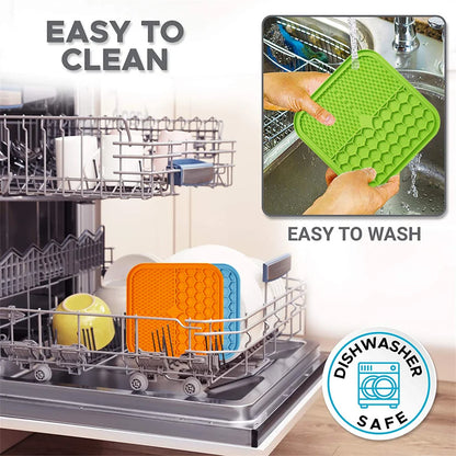 Lick Mat for Dogs & Cats | Slow Feeder + Anxiety Relief | Suction Cup | 4-Zone Silicone | Vet Approved
