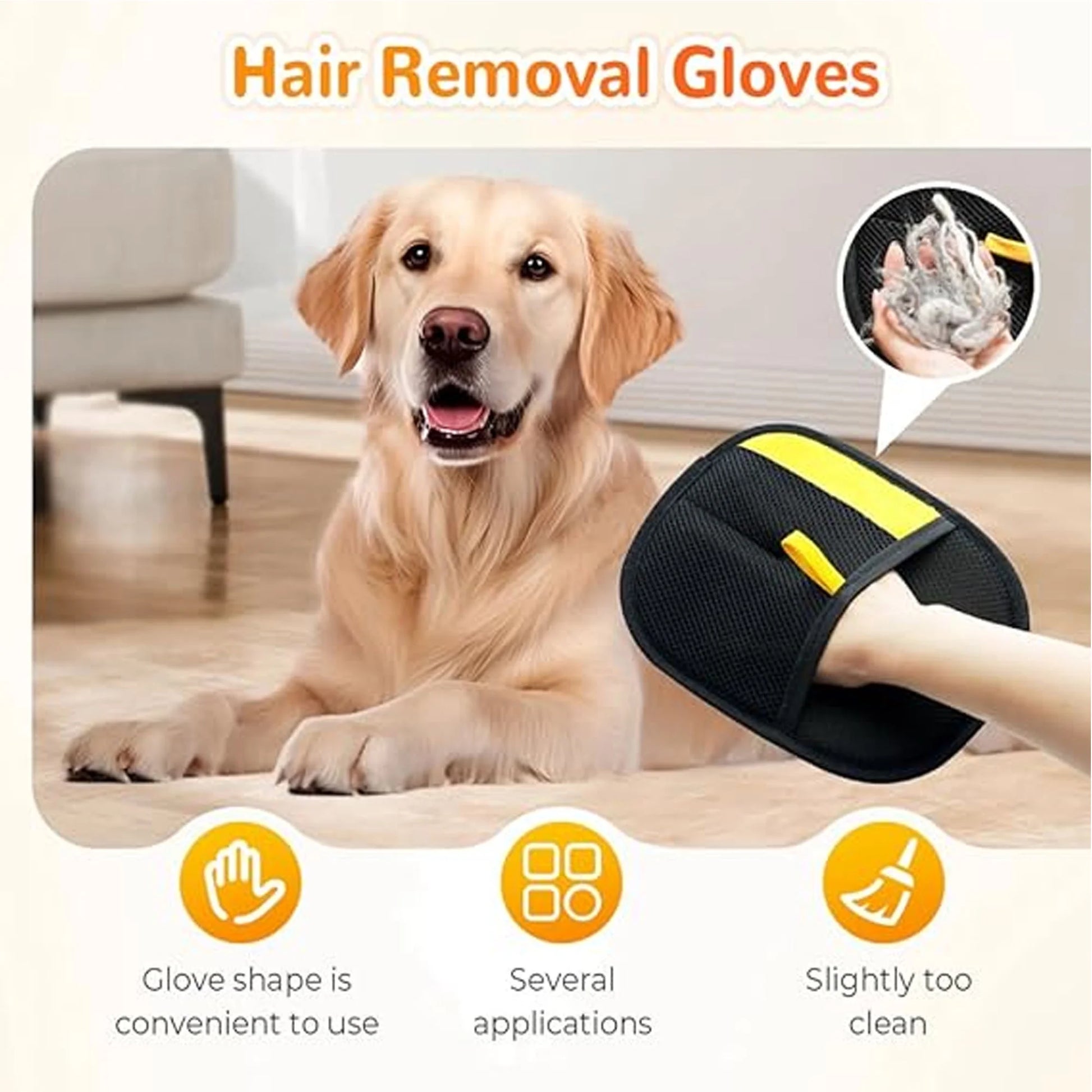2-Pack Electrostatic Pet Hair Removal Gloves, Washable and Reusable for Dogs and Cats, Ideal for Furniture, Bedding, Clothing, Carpets, and Car Interiors